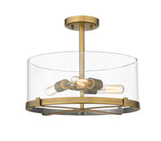Callista 3 Light 16.5" Semi Flush Mount in Rubbed Brass