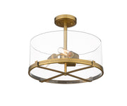 Callista 3 Light 16.5" Semi Flush Mount in Rubbed Brass