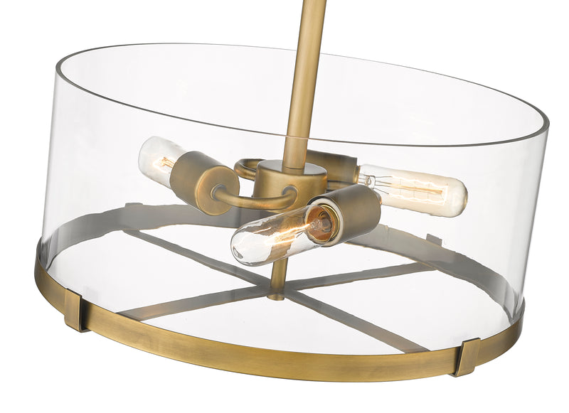 Callista 3 Light 16.5" Semi Flush Mount in Rubbed Brass