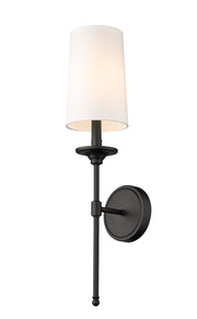 Emily 1 Light 5.5" Wall Sconce, 24" Tall in Matte Black