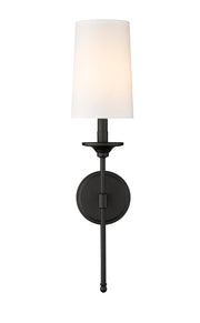 Emily 1 Light 5.5" Wall Sconce, 24" Tall in Matte Black