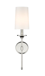 Emily 1 Light 5.5" Wall Sconce, 24" Tall in Polished Nickel