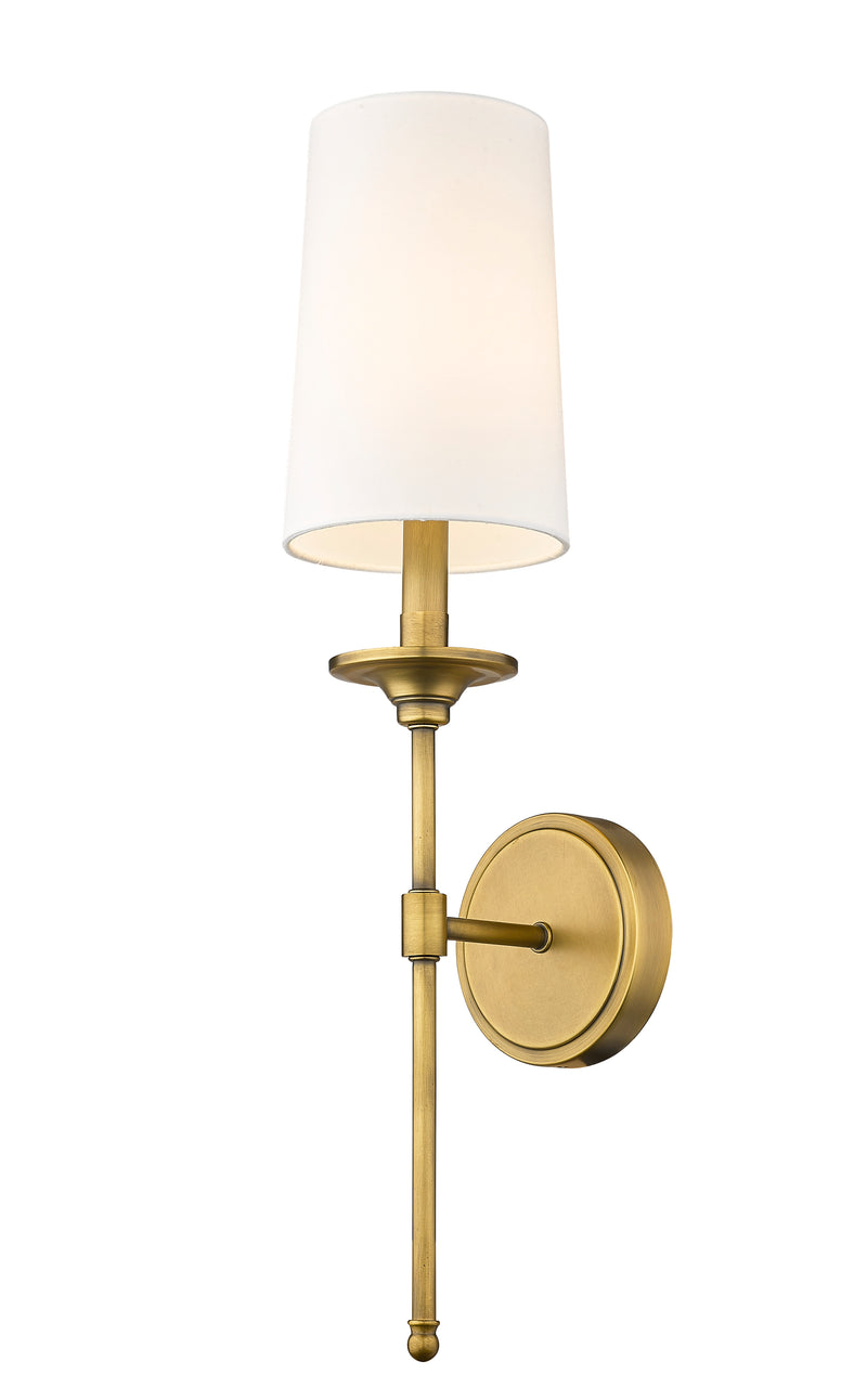 Emily 1 Light 5.5" Wall Sconce, 24" Tall in Rubbed Brass