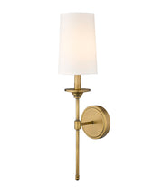 Emily 1 Light 5.5" Wall Sconce, 24" Tall in Rubbed Brass