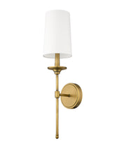 Emily 1 Light 5.5" Wall Sconce, 24" Tall in Rubbed Brass