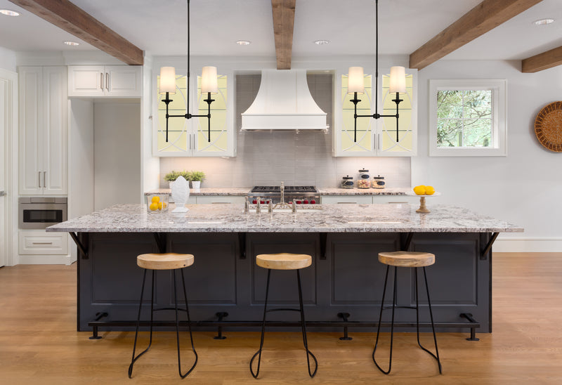 Emily 2 Light 19" Linear Pendant in Matte Black in a room setting