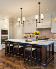 Emily 2 Light 19" Linear Pendant in Polished Nickel in a room setting