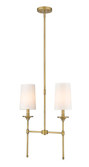 Emily 2 Light 19" Linear Pendant in Rubbed Brass