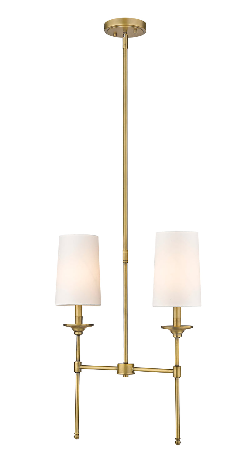 Emily 2 Light 19" Linear Pendant in Rubbed Brass