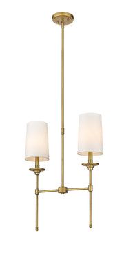Emily 2 Light 19" Linear Pendant in Rubbed Brass