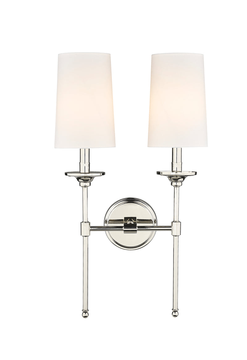 Emily 2 Light 13.75" Wall Sconce in Polished Nickel
