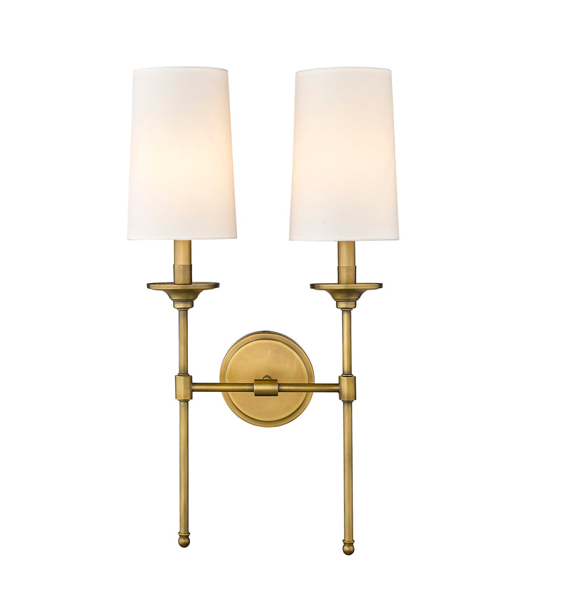 Emily 2 Light 13.75" Wall Sconce in Rubbed Brass