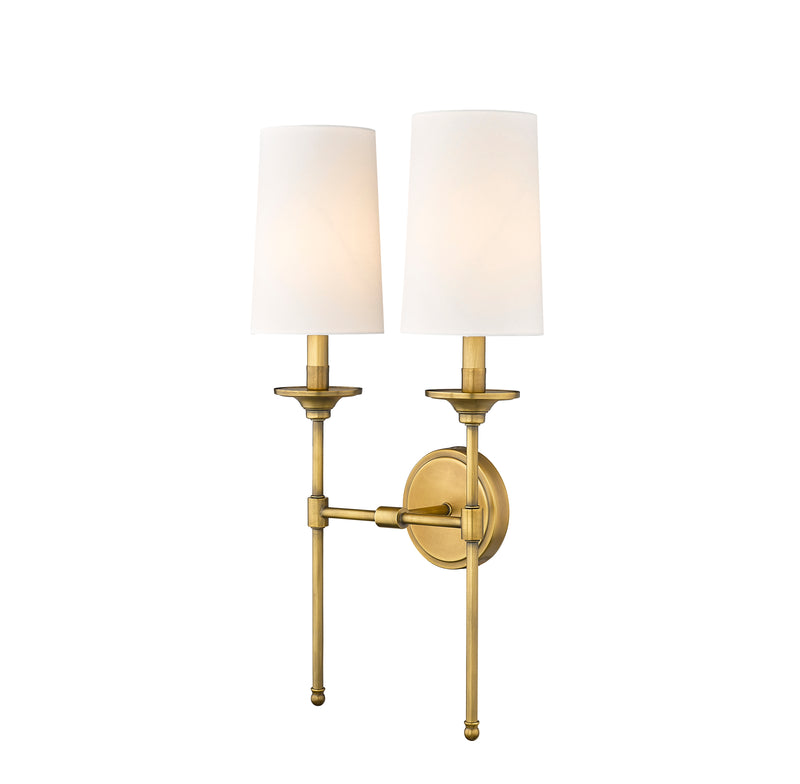Emily 2 Light 13.75" Wall Sconce in Rubbed Brass