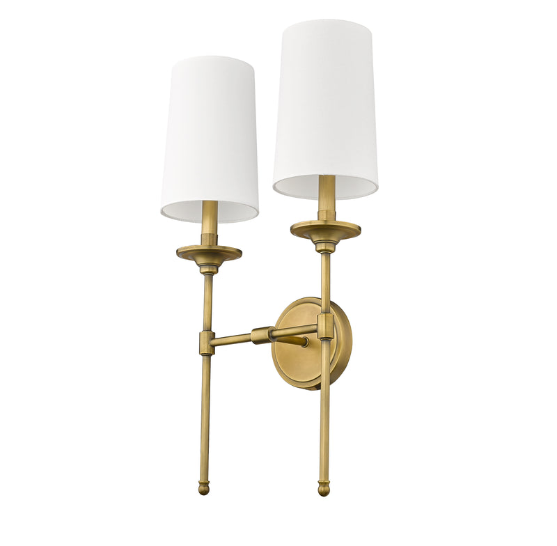 Emily 2 Light 13.75" Wall Sconce in Rubbed Brass