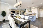 Emily 5 Light 51" Linear Pendant in Matte Black in a room setting