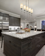 Emily 5 Light 51" Linear Pendant in Polished Nickel in a room setting