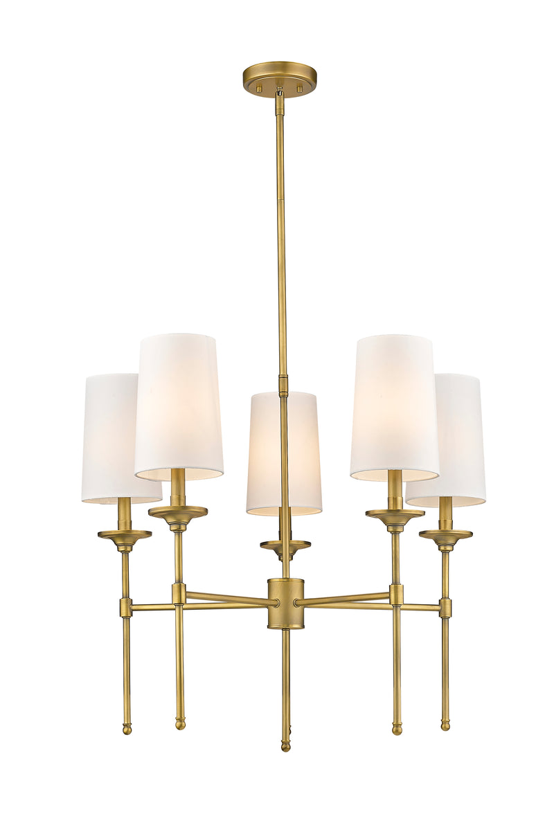 Emily 5 Light 28" Chandelier in Rubbed Brass