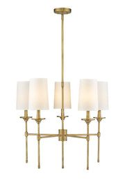 Emily 5 Light 28" Chandelier in Rubbed Brass