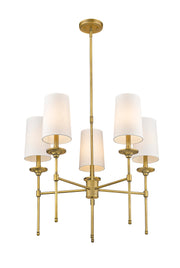 Emily 5 Light 28" Chandelier in Rubbed Brass