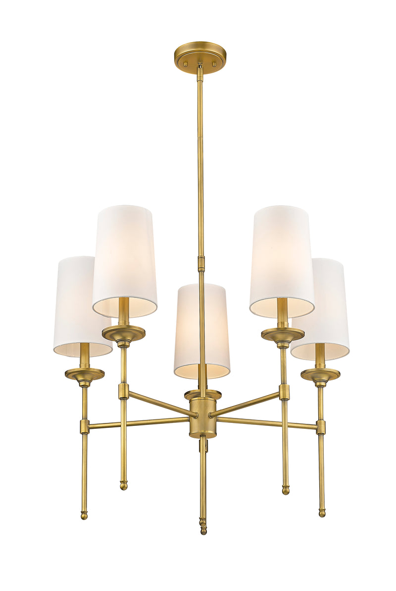 Emily 5 Light 28" Chandelier in Rubbed Brass