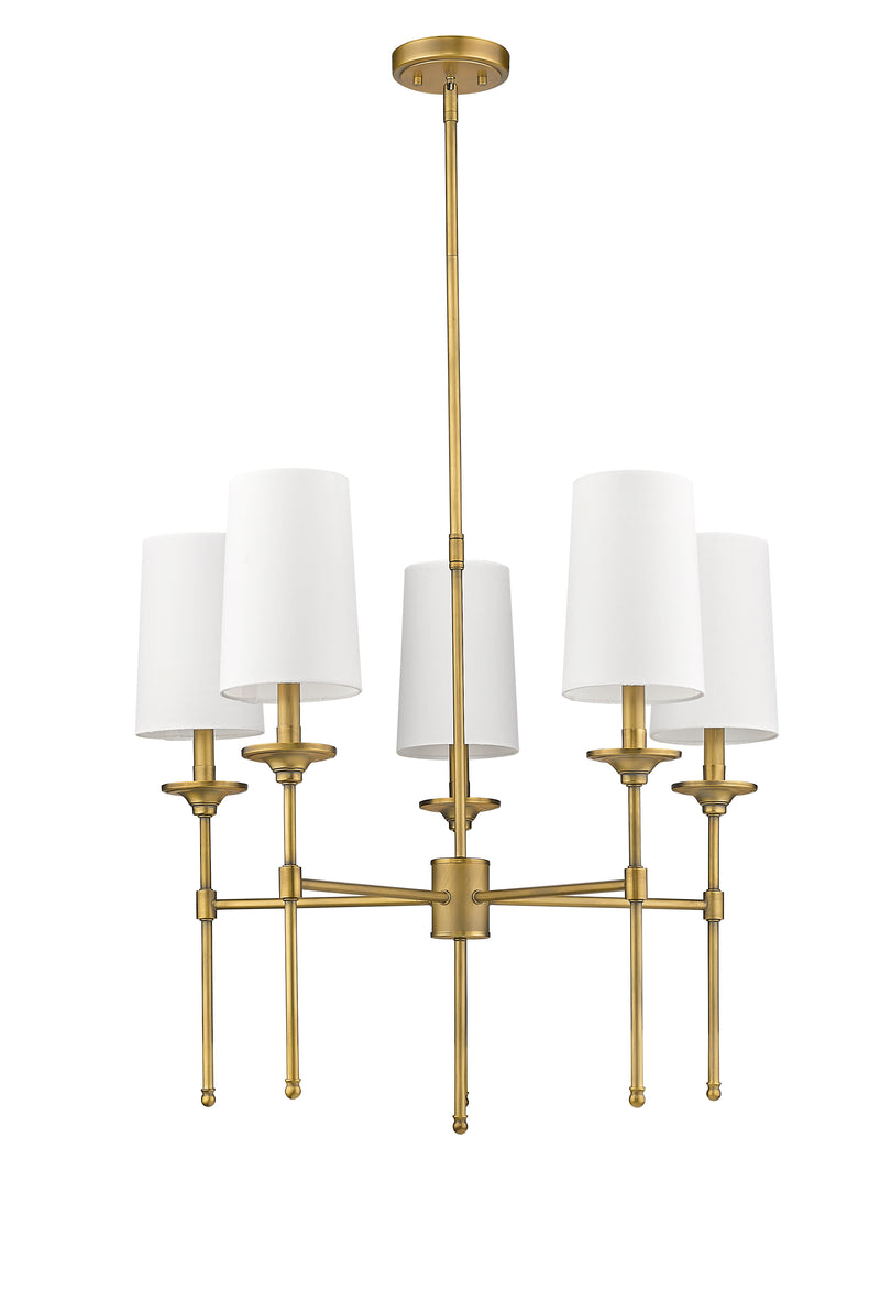 Emily 5 Light 28" Chandelier in Rubbed Brass