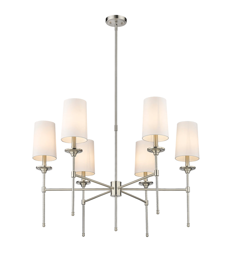 Emily 6 Light 38" Chandelier in Brushed Nickel