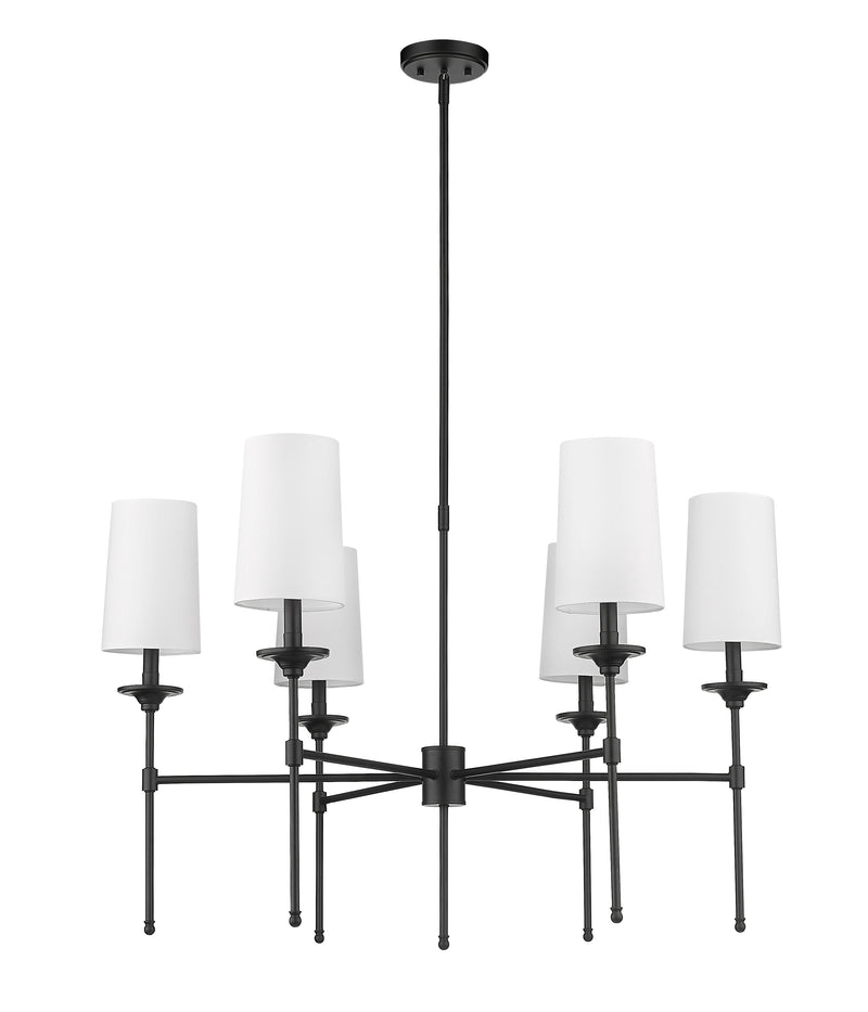 Emily 6 Light 38" Chandelier in Matte Black