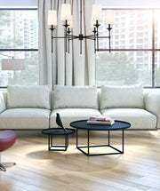 Emily 6 Light 38" Chandelier in Matte Black in a room setting