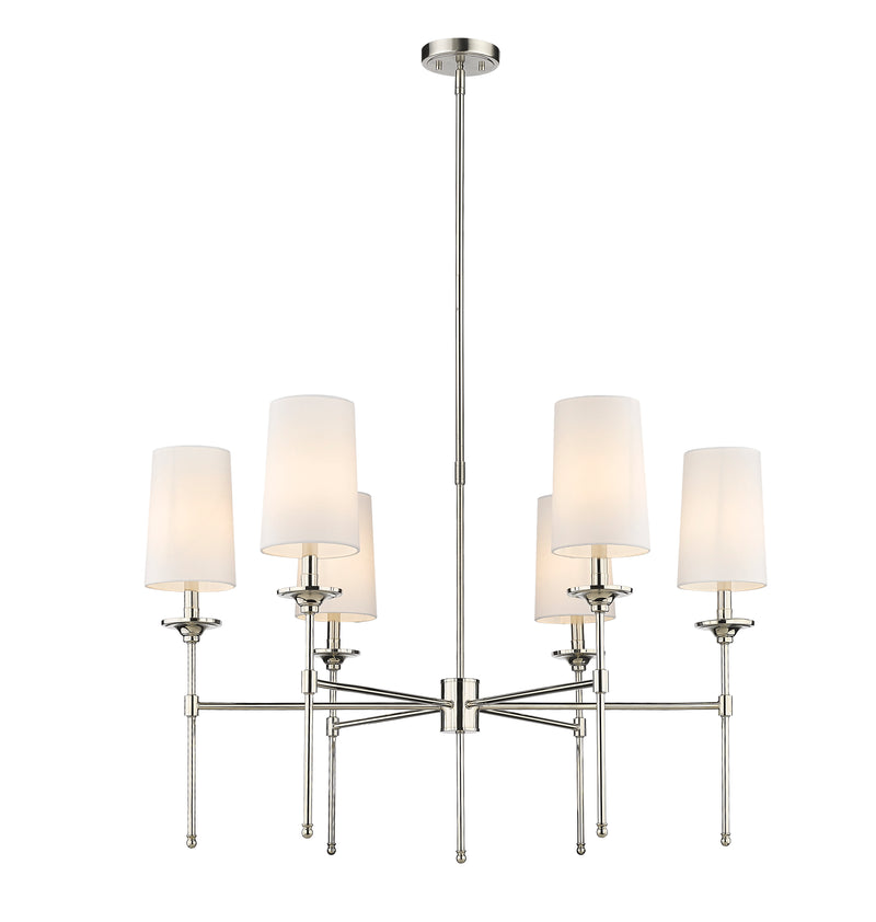 Emily 6 Light 38" Chandelier in Polished Nickel