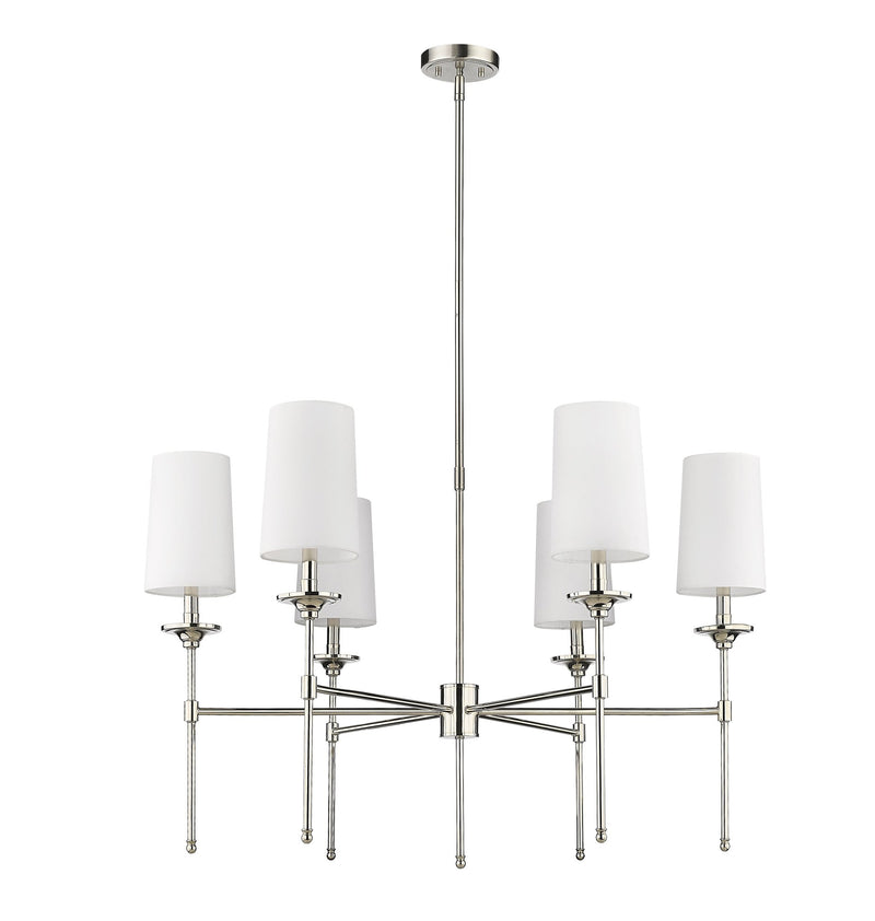 Emily 6 Light 38" Chandelier in Polished Nickel