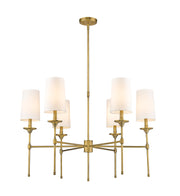 Emily 6 Light 38" Chandelier in Rubbed Brass