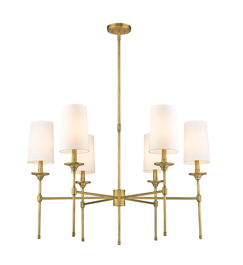 Emily 6 Light 38" Chandelier in Rubbed Brass