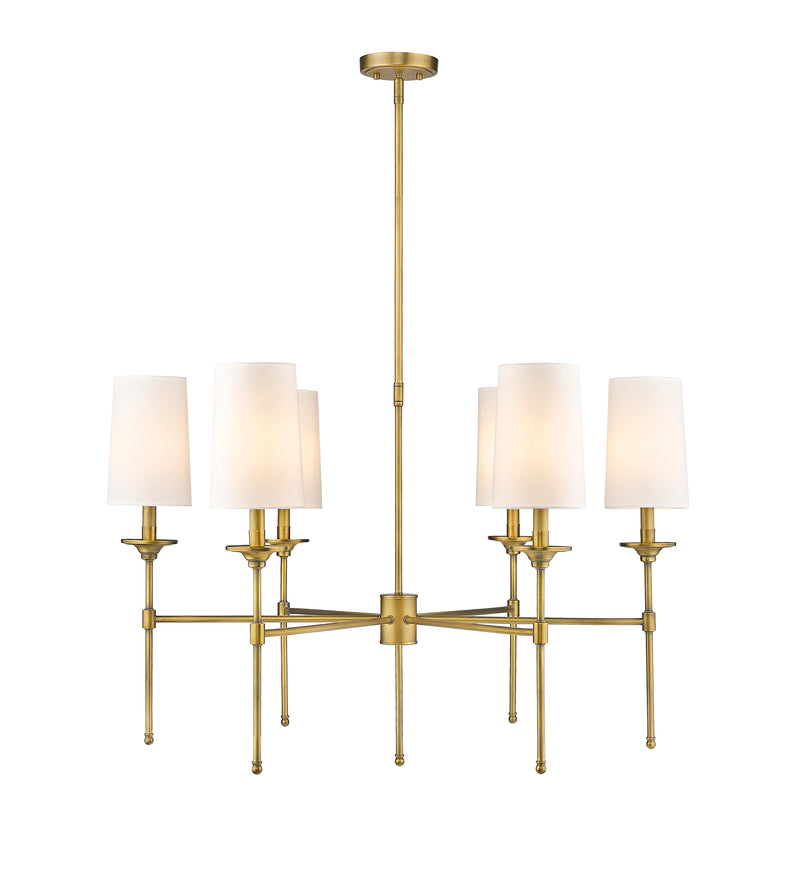 Emily 6 Light 38" Chandelier in Rubbed Brass