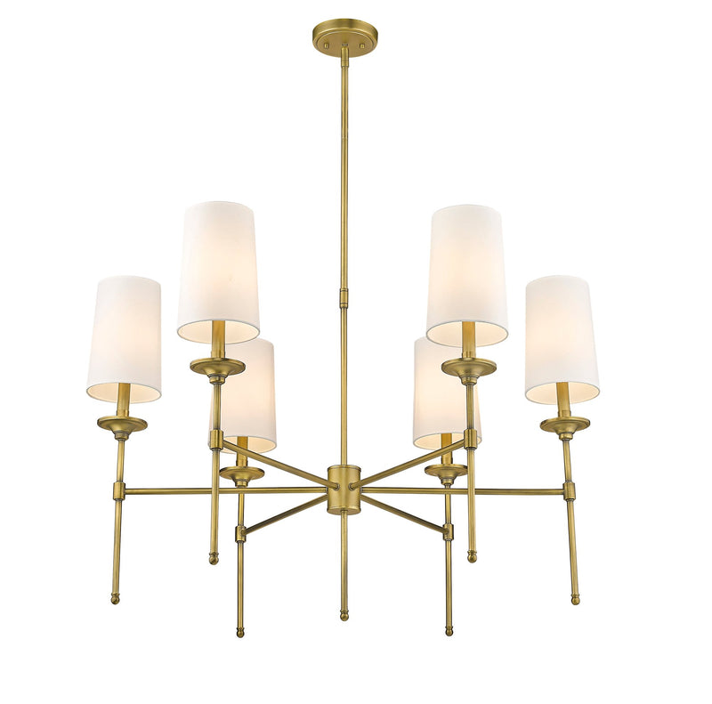 Emily 6 Light 38" Chandelier in Rubbed Brass