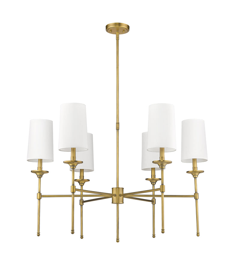 Emily 6 Light 38" Chandelier in Rubbed Brass