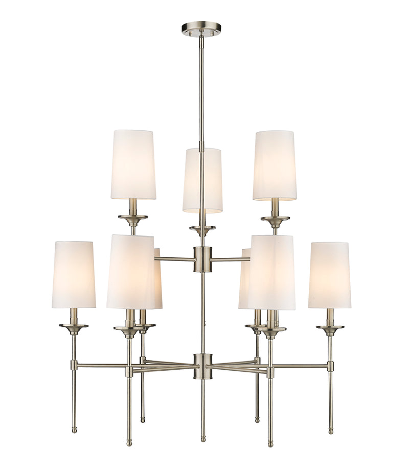 Emily 9 Light 38" Chandelier in Brushed Nickel