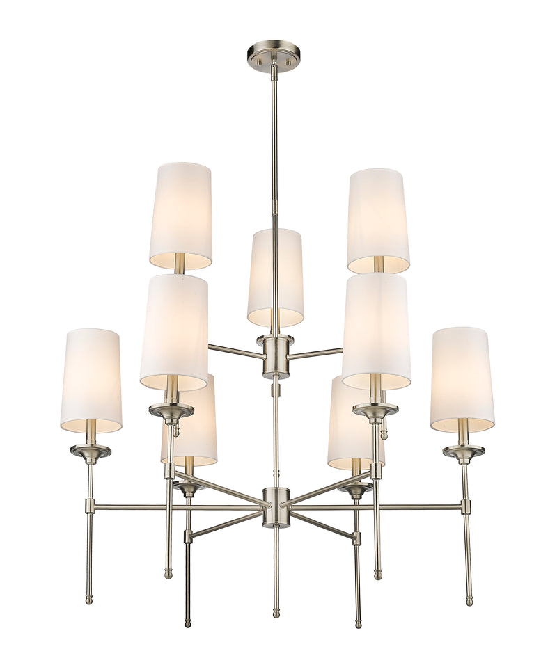 Emily 9 Light 38" Chandelier in Brushed Nickel