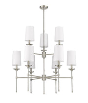 Emily 9 Light 38" Chandelier in Brushed Nickel