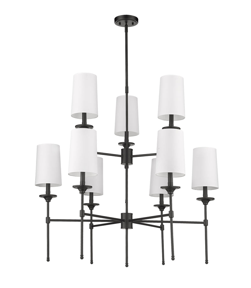 Emily 9 Light 38" Chandelier in Matte Black
