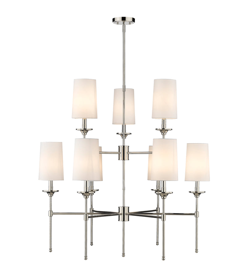Emily 9 Light 38" Chandelier in Polished Nickel