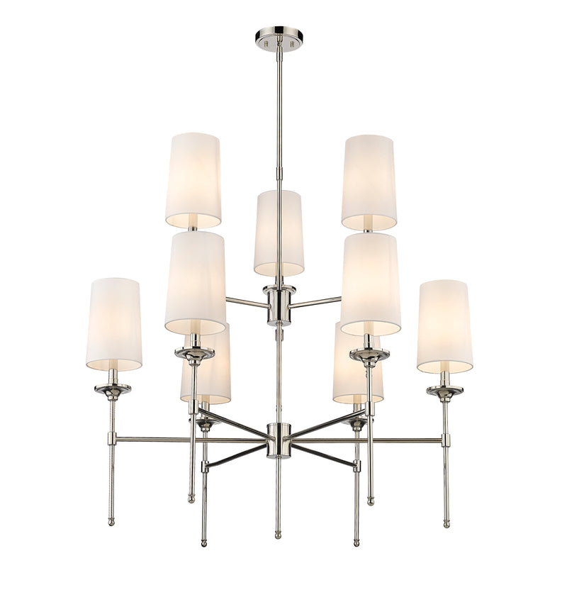 Emily 9 Light 38" Chandelier in Polished Nickel