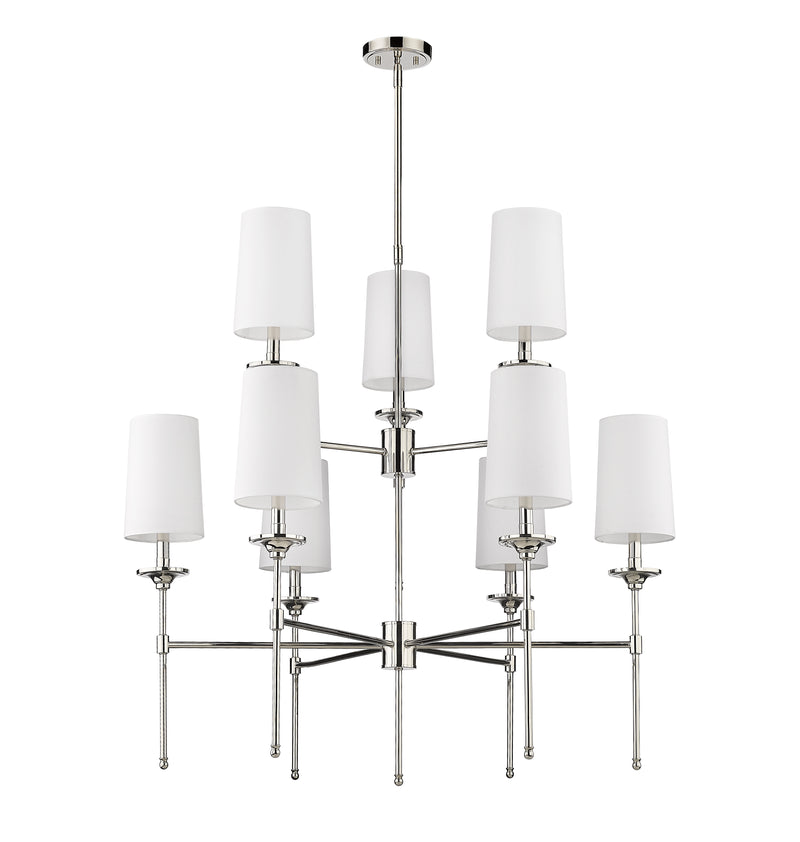 Emily 9 Light 38" Chandelier in Polished Nickel