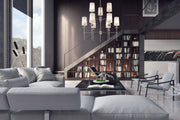 Emily 9 Light 38" Chandelier in Polished Nickel in a room setting