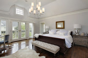 Emily 9 Light 38" Chandelier in Polished Nickel in a room setting