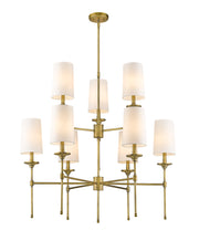 Emily 9 Light 38" Chandelier in Rubbed Brass