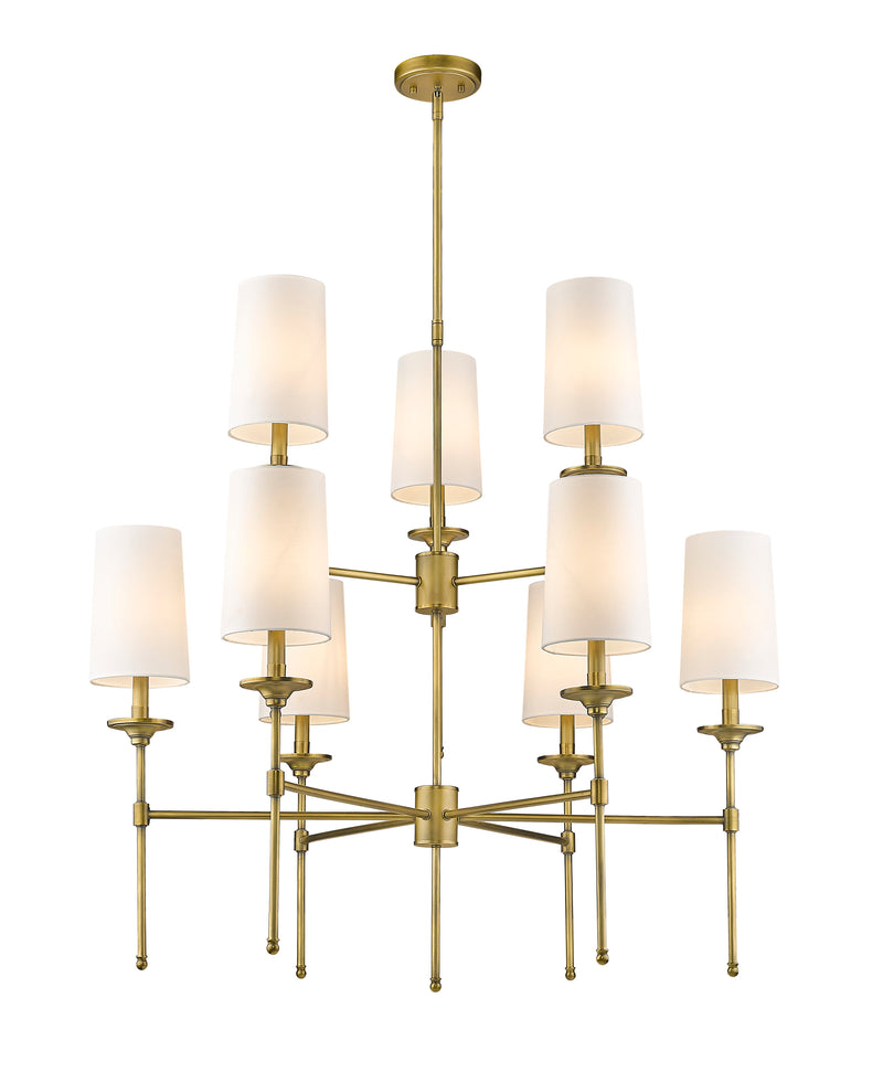 Emily 9 Light 38" Chandelier in Rubbed Brass
