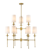 Emily 9 Light 38" Chandelier in Rubbed Brass