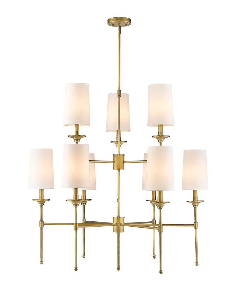 Emily 9 Light 38" Chandelier in Rubbed Brass