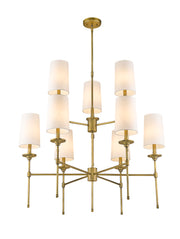 Emily 9 Light 38" Chandelier in Rubbed Brass