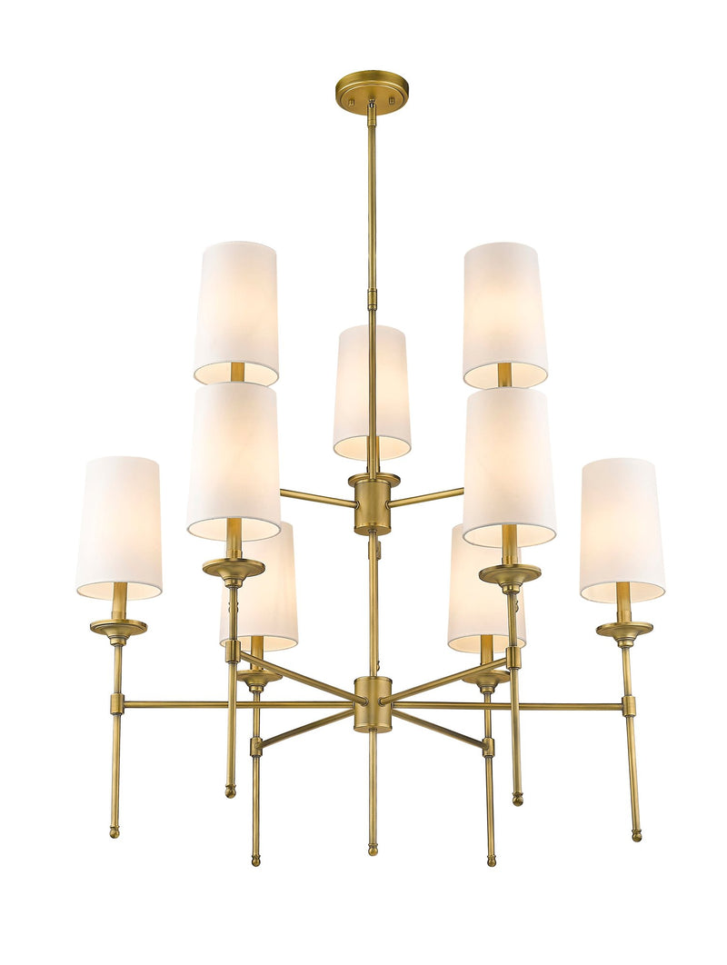 Emily 9 Light 38" Chandelier in Rubbed Brass